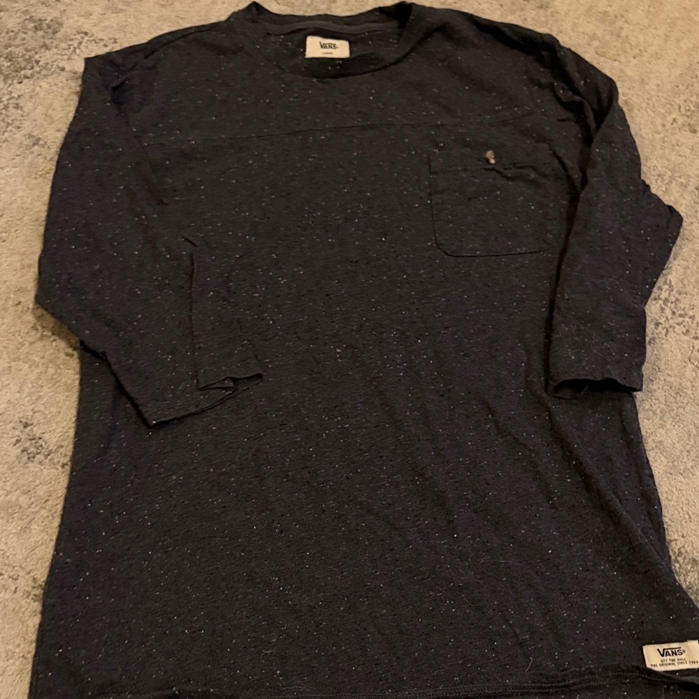 (226)Vans Men's Speckled Black Long Sleeve Tee